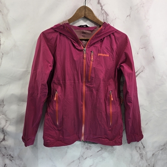 Patagonia Rain Jacket Womens XS Pink Shell Waterproof H2NO Pit Zips Rainshadow - Picture 1 of 16